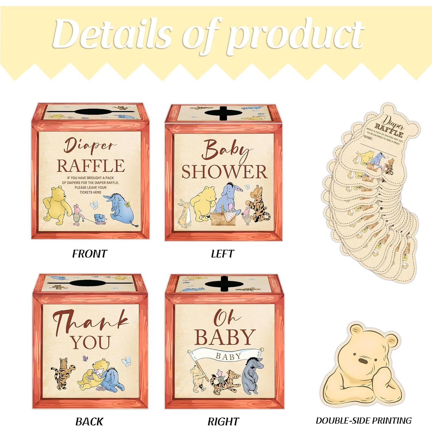 Decoraciones Baby Shower Winnie The Pooh - Caja Rifa Pañales