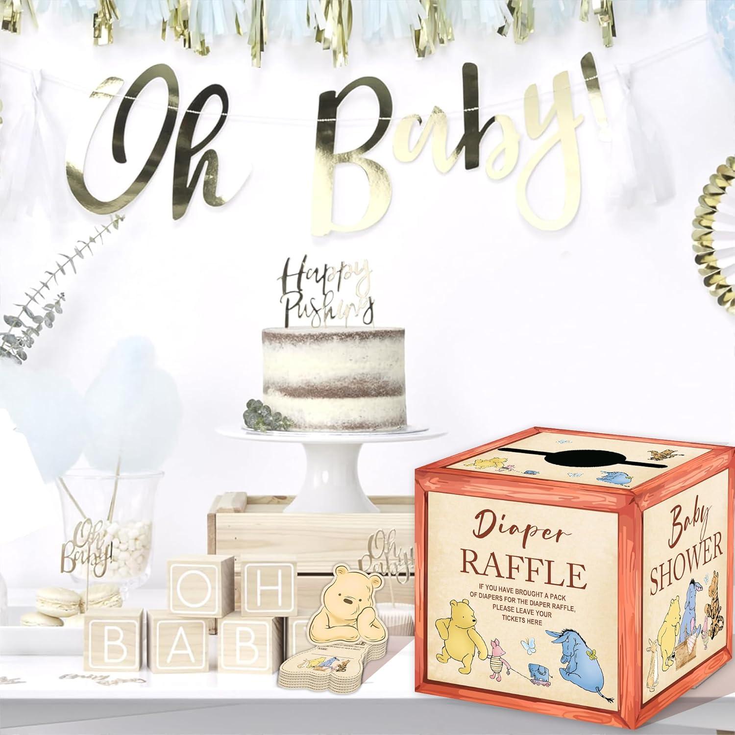 Decoraciones Baby Shower Winnie The Pooh - Caja Rifa Pañales