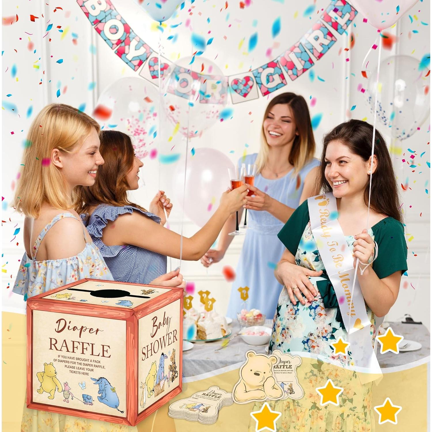 Decoraciones Baby Shower Winnie The Pooh - Caja Rifa Pañales