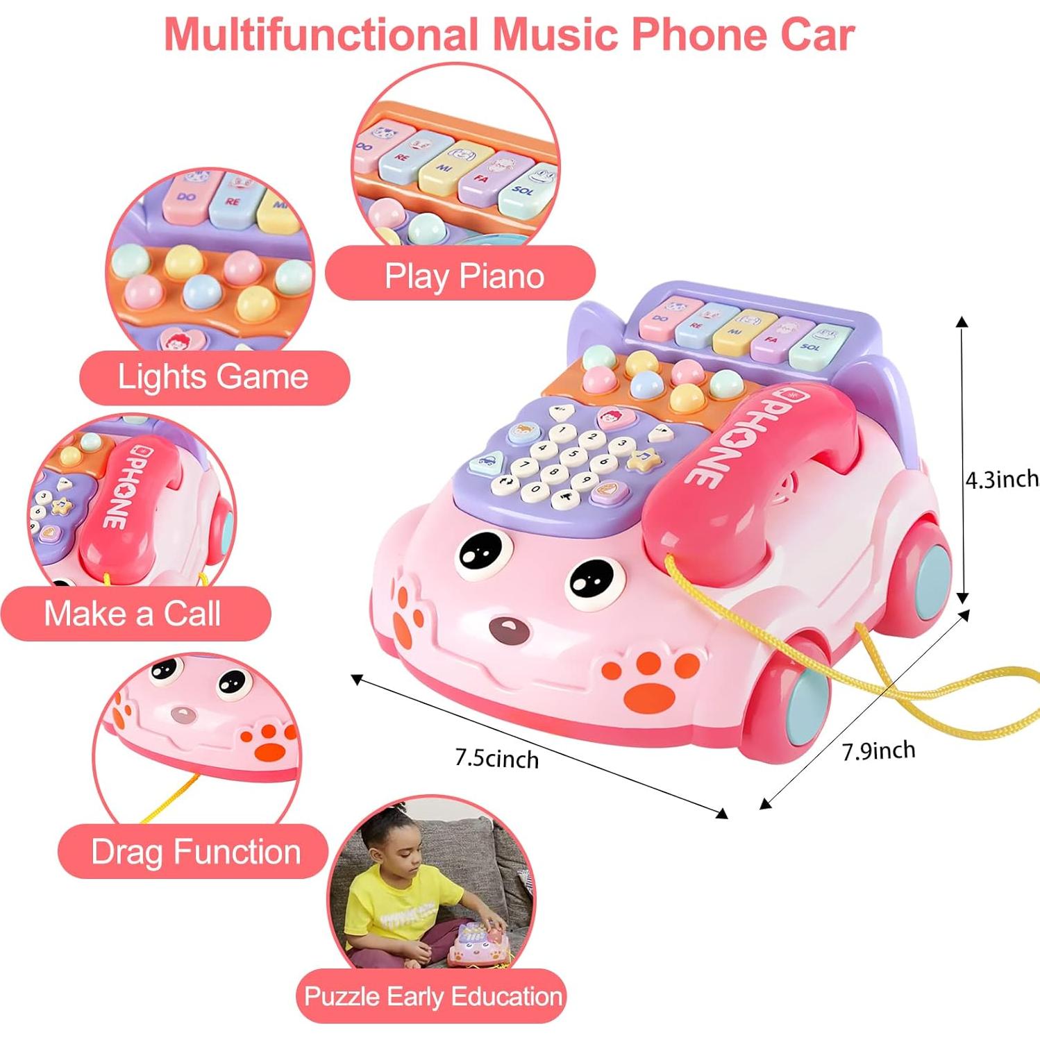 Teléfono de Juguete Musical Rosa SHANTOU FANNI 18M+