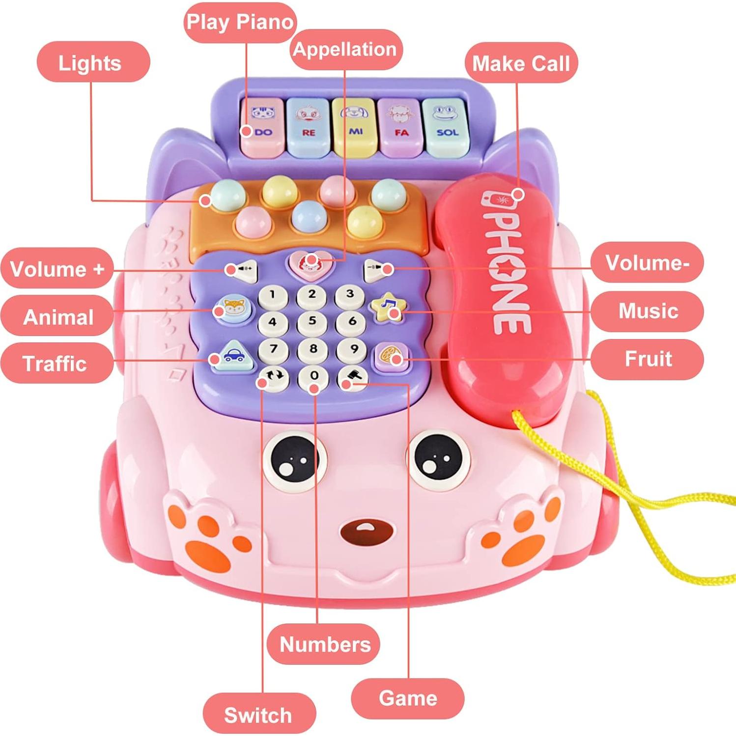 Teléfono de Juguete Musical Rosa SHANTOU FANNI 18M+