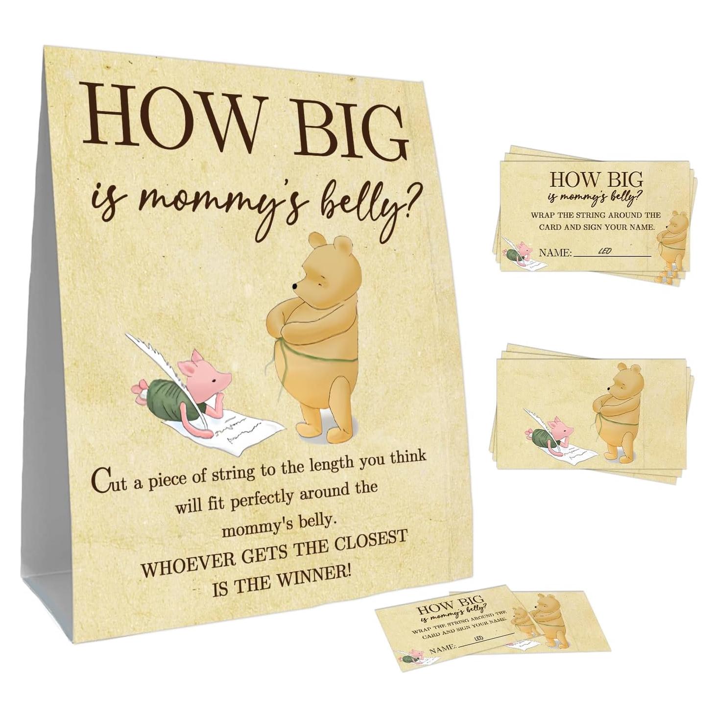 Set de Juegos para Baby Shower Winnie - 30 Tarjetas + Cartel