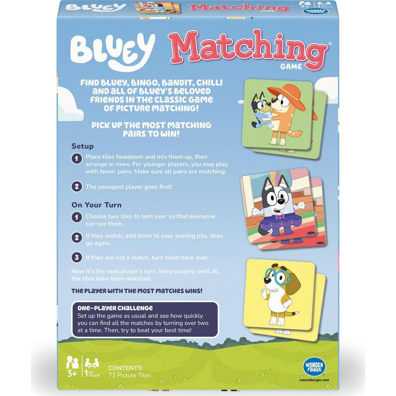 Juego de Emparejamiento Bluey Wonder Forge - 72 Fichas - 3 Años+