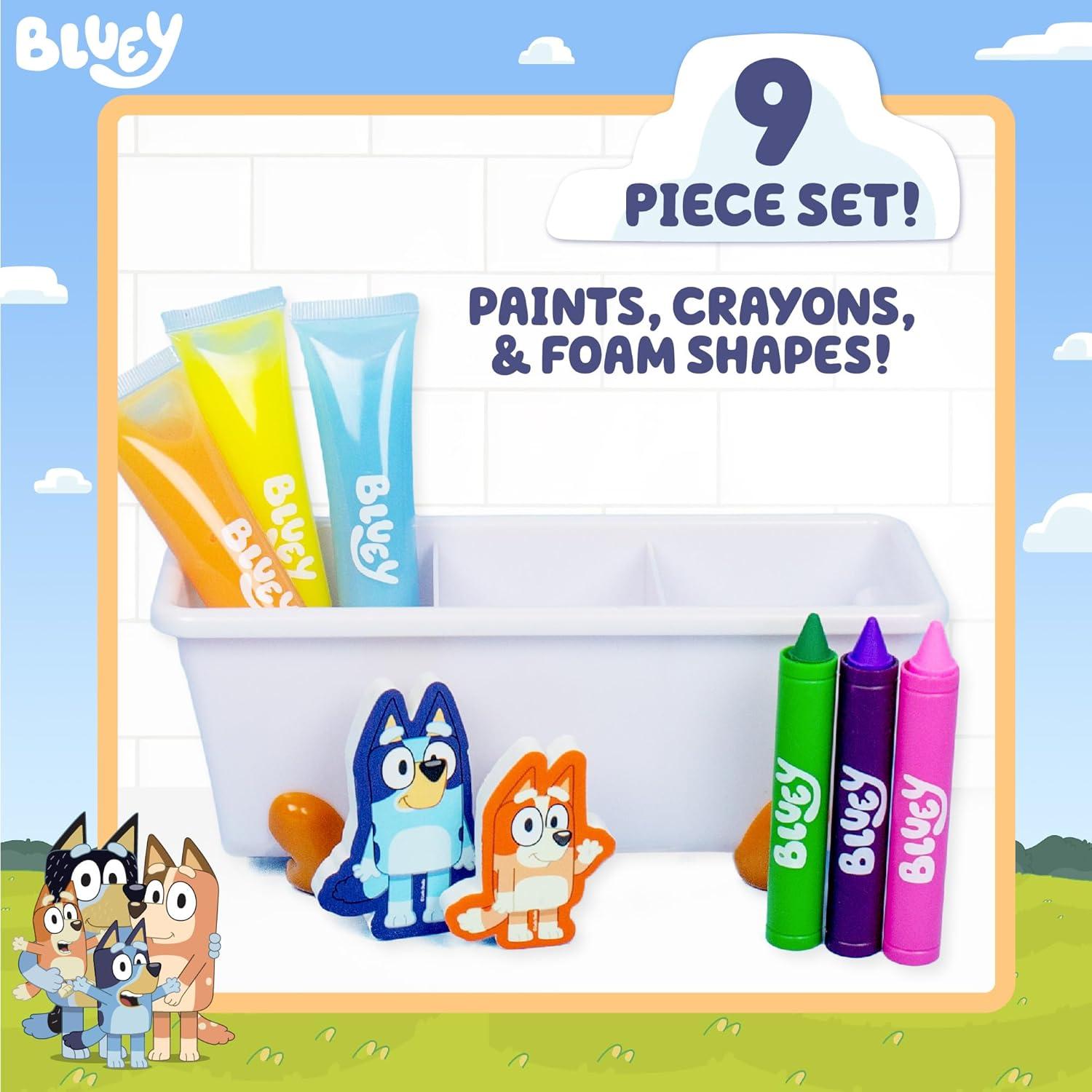 Conjunto de Baño Bluey 9 Piezas - Pinturas y Crayones Lavables