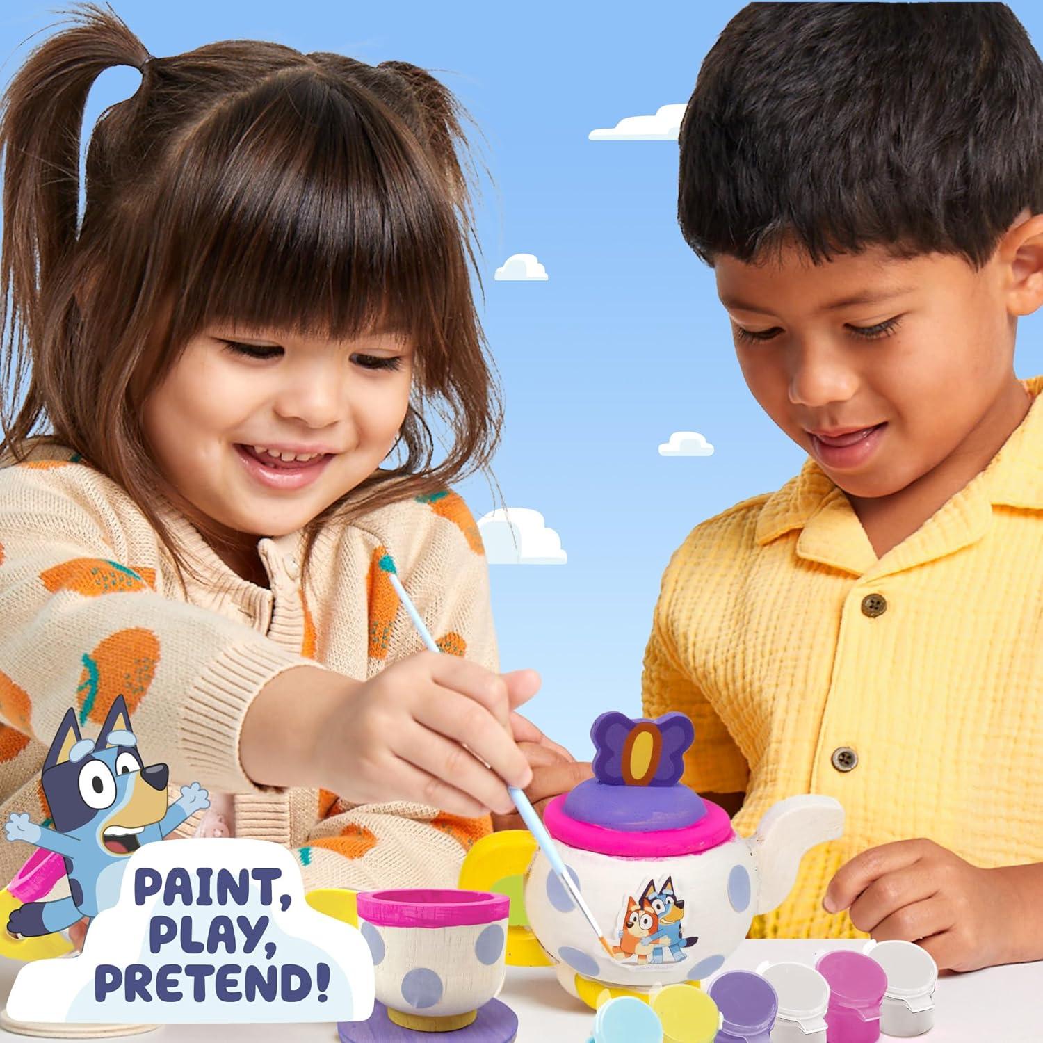 Juego de Té Pintar y Jugar Bluey - Set de Madera 6 Piezas