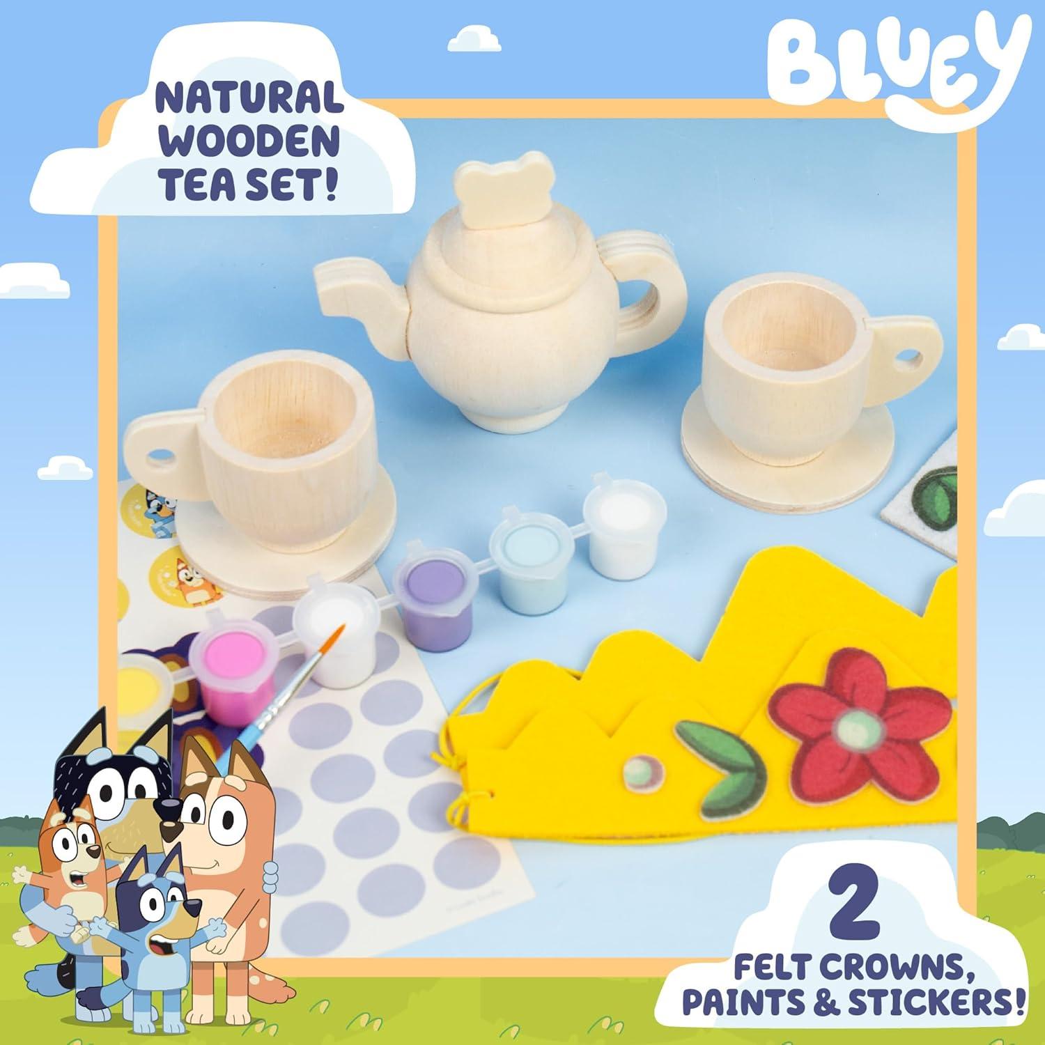 Juego de Té Pintar y Jugar Bluey - Set de Madera 6 Piezas