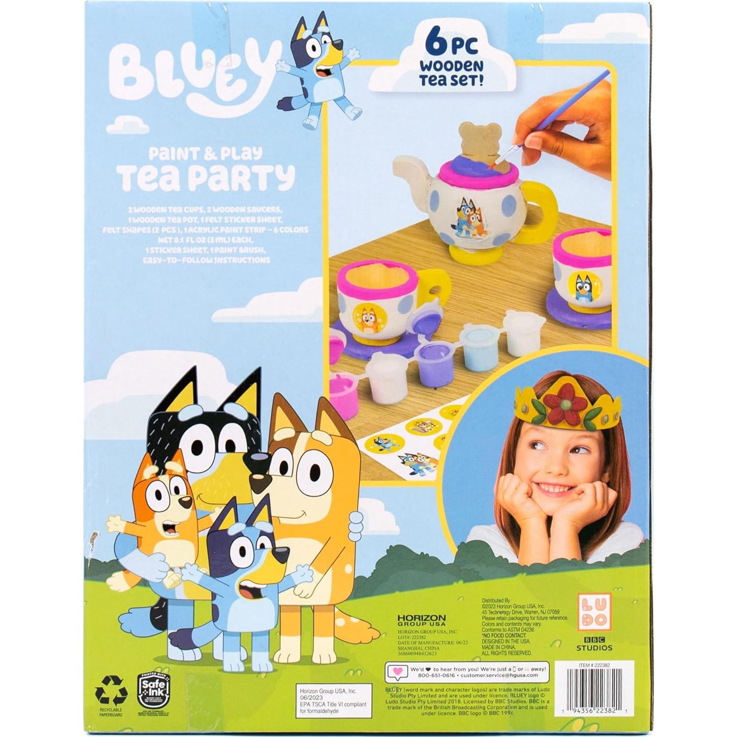 Juego de Té Pintar y Jugar Bluey - Set de Madera 6 Piezas