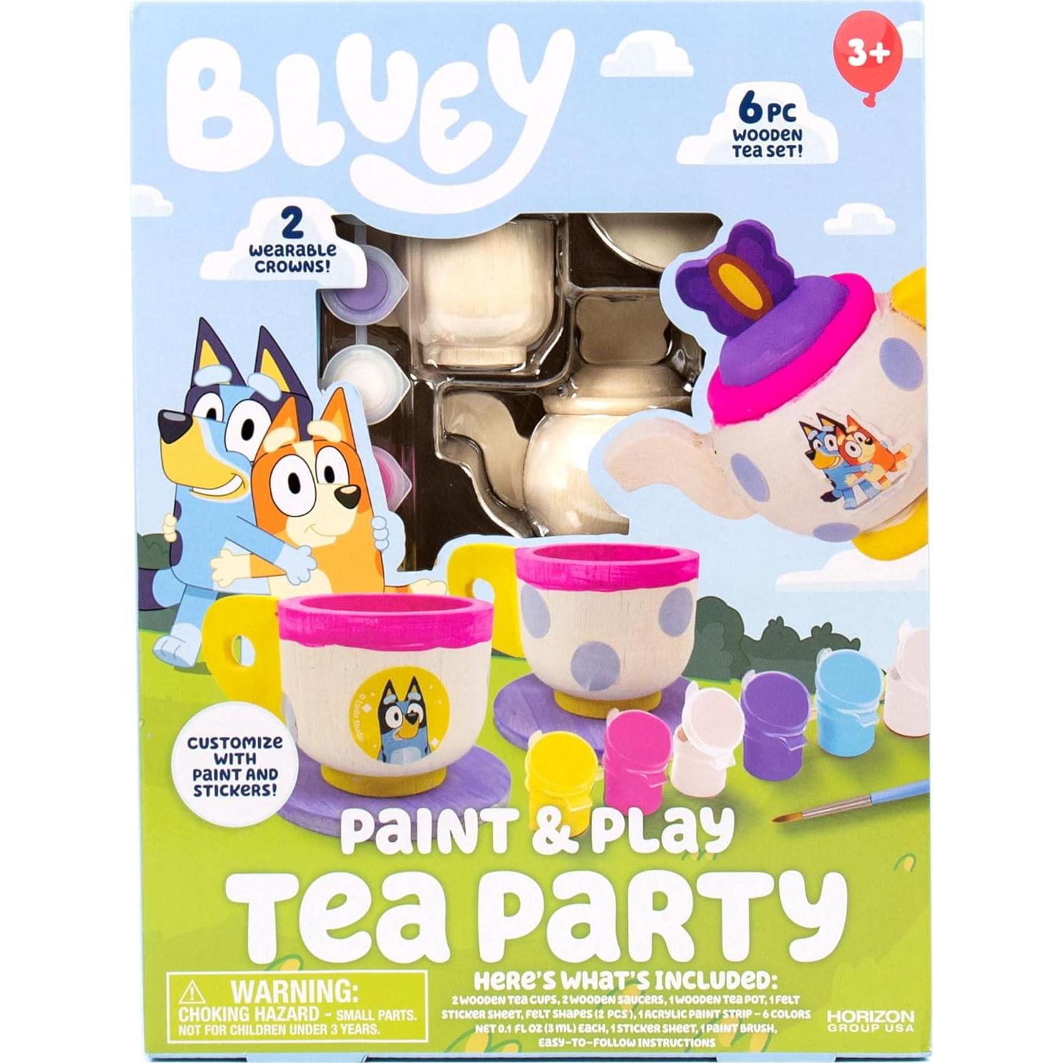 Juego de Té Pintar y Jugar Bluey - Set de Madera 6 Piezas