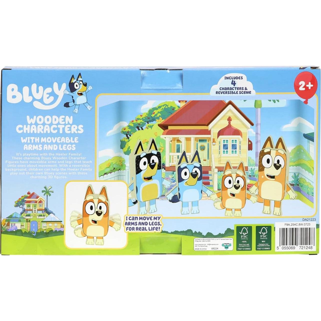 Figuras de Madera Bluey - Paquete Familiar de 4 Personajes