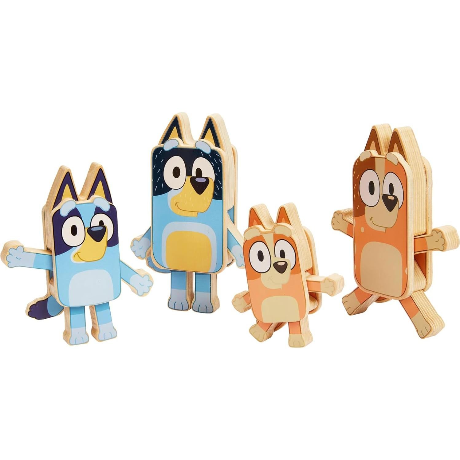 Figuras de Madera Bluey - Paquete Familiar de 4 Personajes
