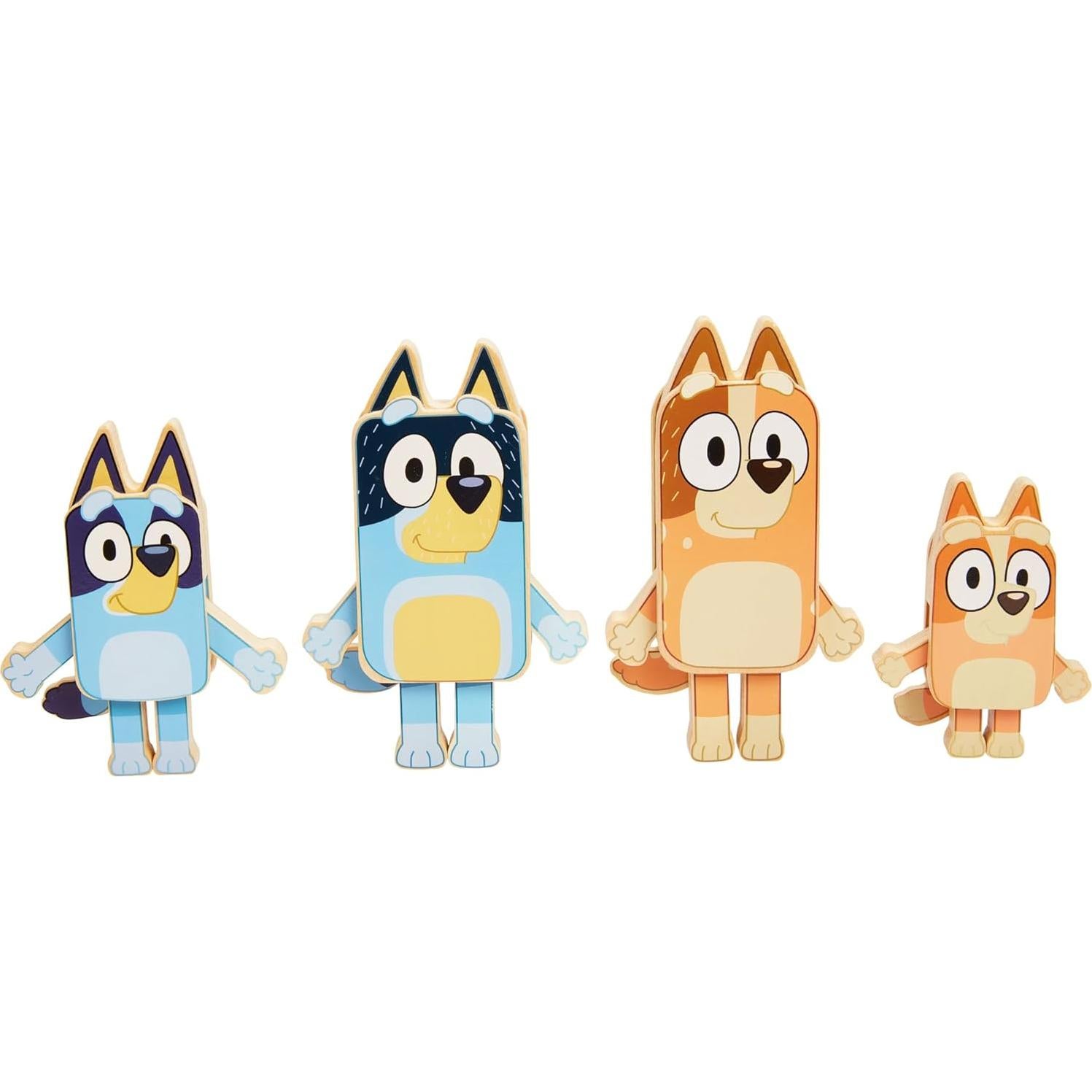 Figuras de Madera Bluey - Paquete Familiar de 4 Personajes