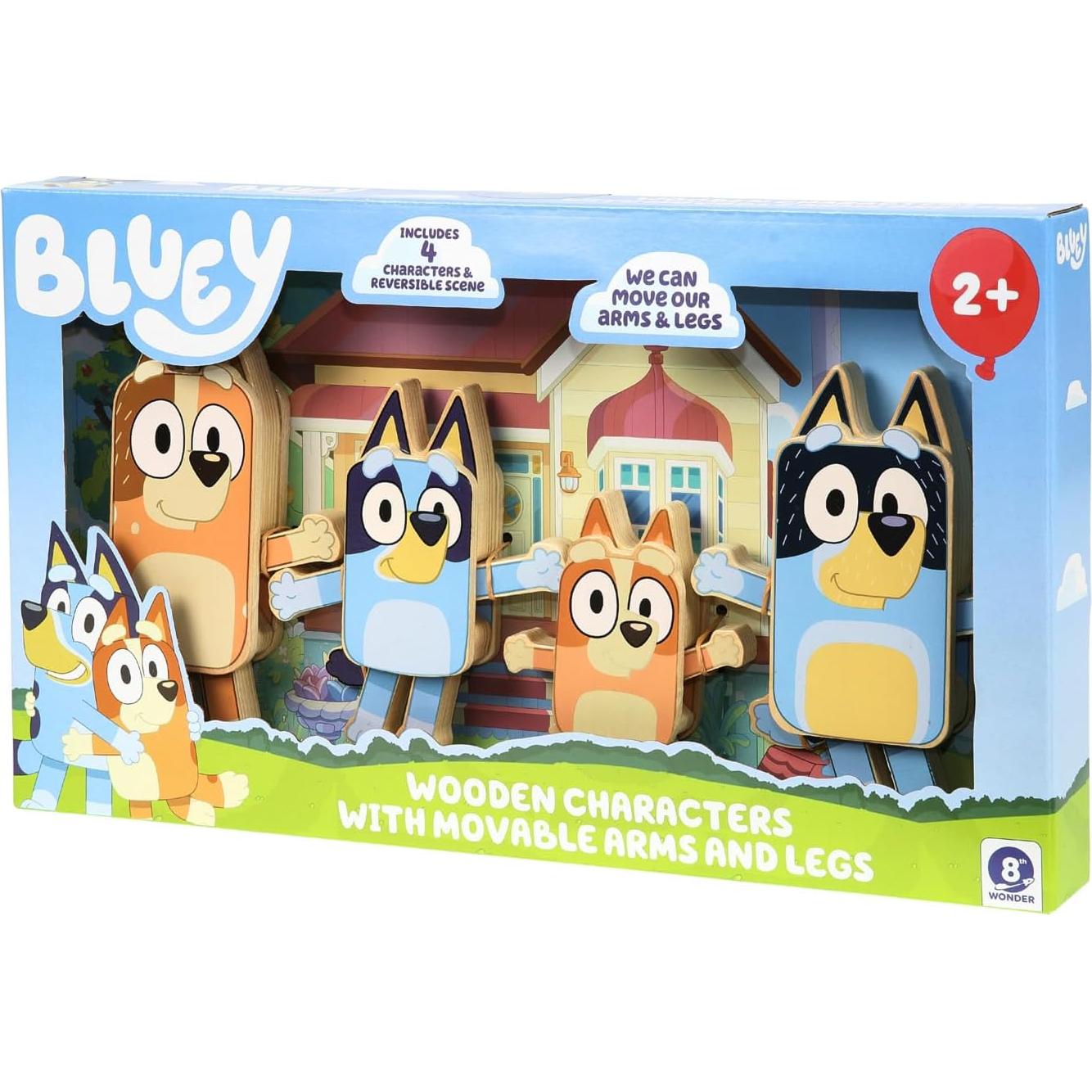 Figuras de Madera Bluey - Paquete Familiar de 4 Personajes