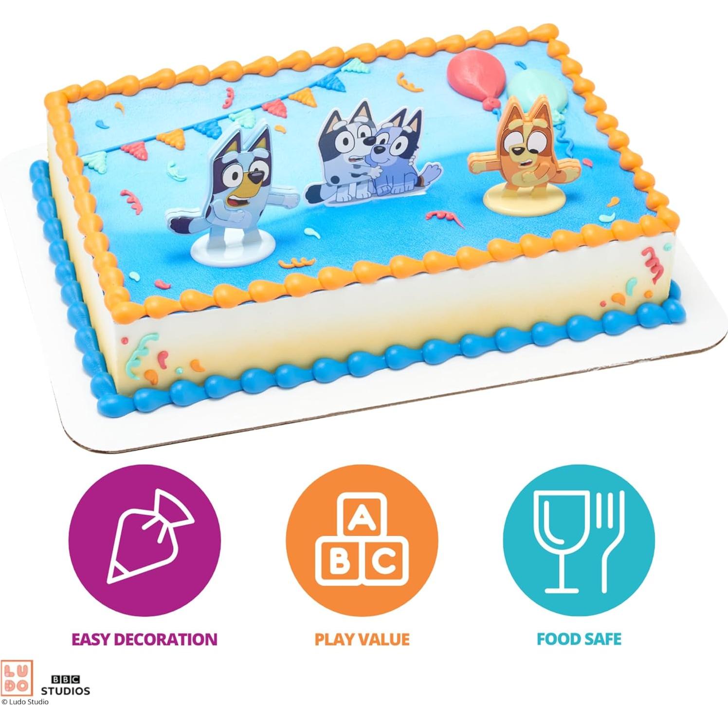 DecoSet Bluey y Bingo Decoración de Pastel 3 Piezas