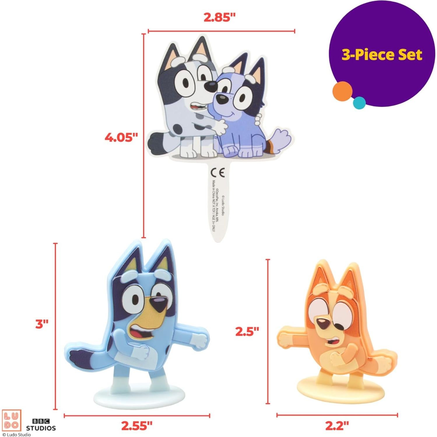 DecoSet Bluey y Bingo Decoración de Pastel 3 Piezas