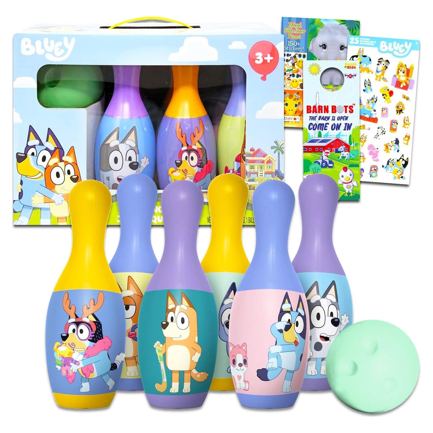 Conjunto de Bolos Bluey para Niños - 6 Bolos y 1 Bola