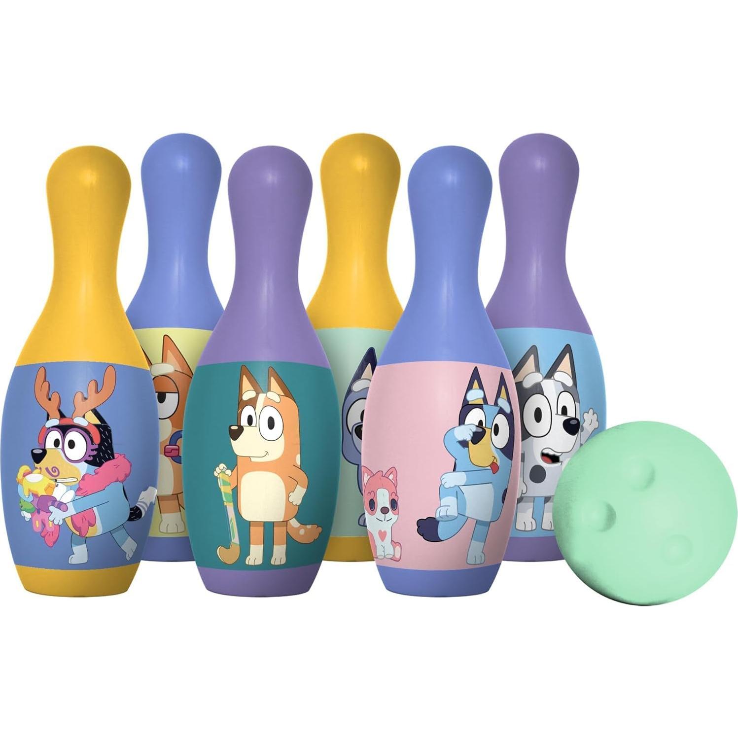 Conjunto de Bolos Bluey para Niños - 6 Bolos y 1 Bola