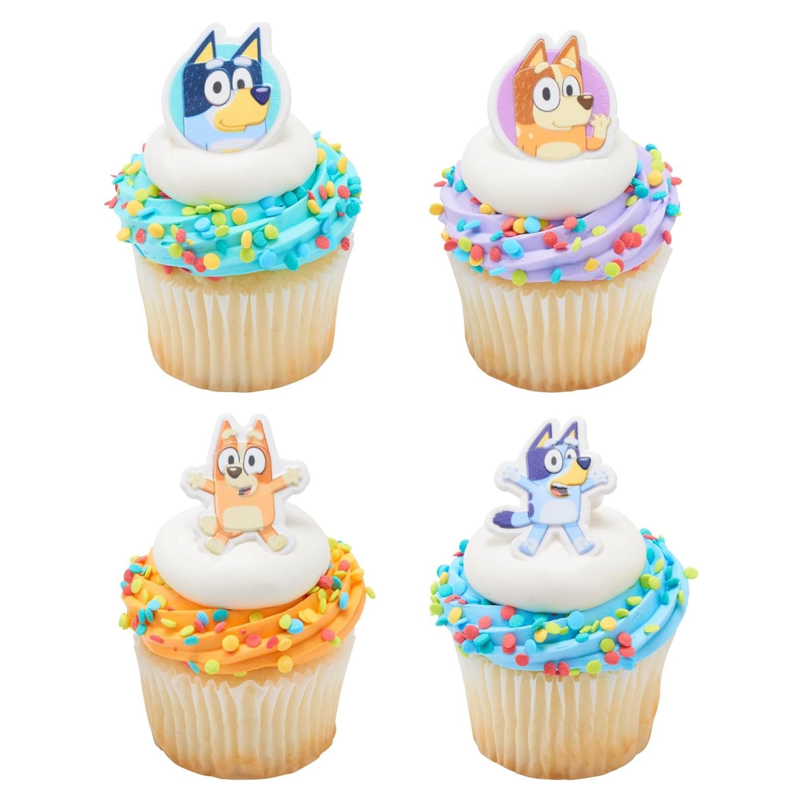 DecoPac Anillos de Cupcake Bluey - 24 Decoraciones 3D