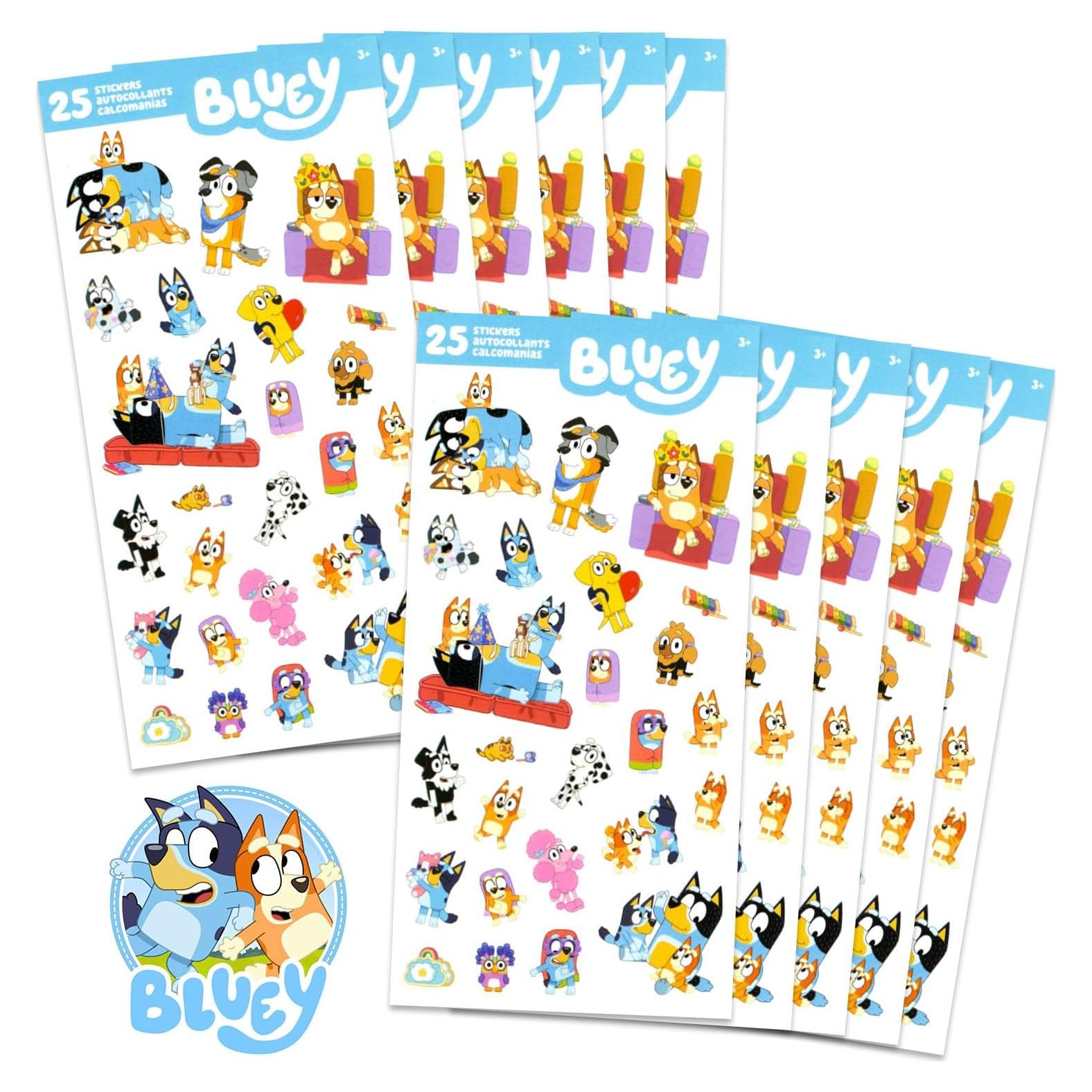 Stickers de Fiesta Bluey - 12 Hojas con 300 Stickers
