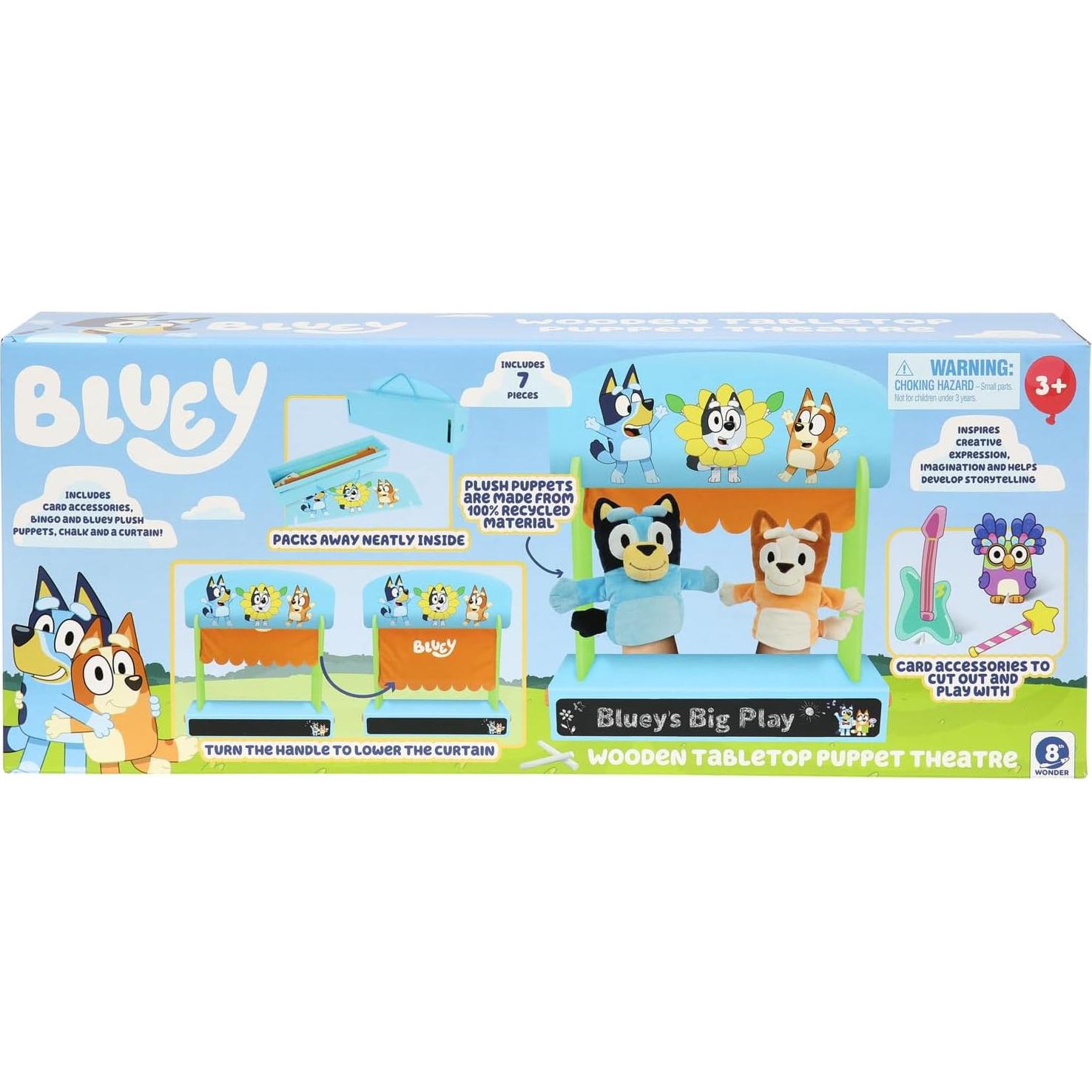 Teatro de Marionetas de Madera Bluey con 2 Marionetas - 81x43.9x50.9 cm