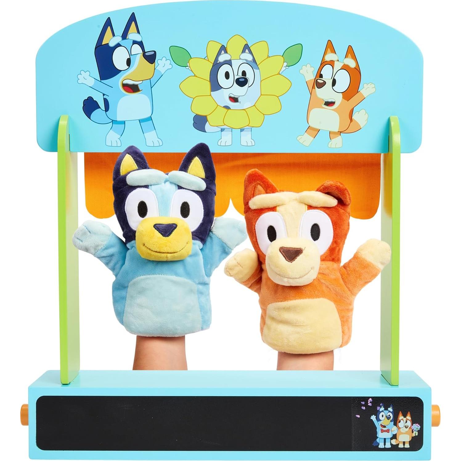 Teatro de Marionetas de Madera Bluey con 2 Marionetas - 81x43.9x50.9 cm