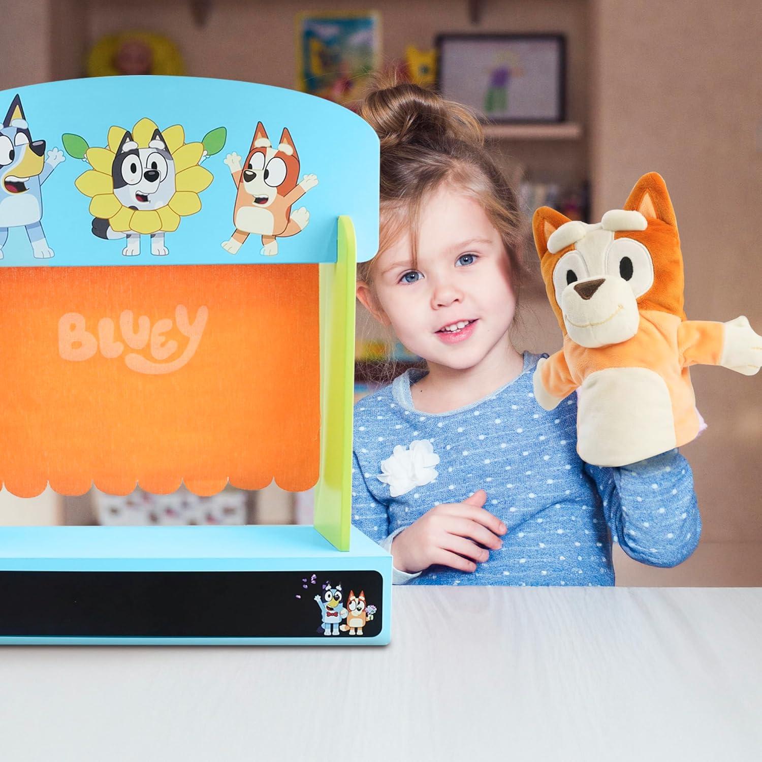 Teatro de Marionetas de Madera Bluey con 2 Marionetas - 81x43.9x50.9 cm