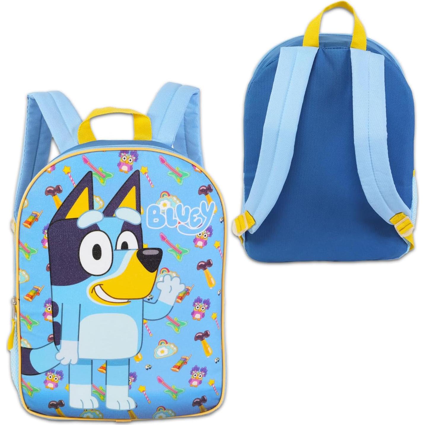 Mochila Escolar Bluey para Niños 38 cm + Botella y Stickers