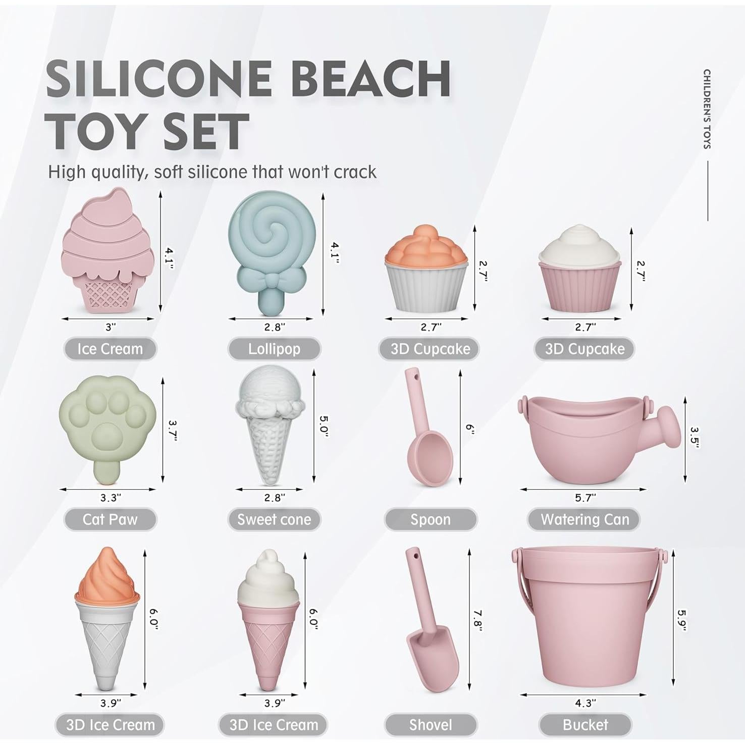 Set de Juguetes de Playa de Silicona MarcZero 17 Piezas Rosa