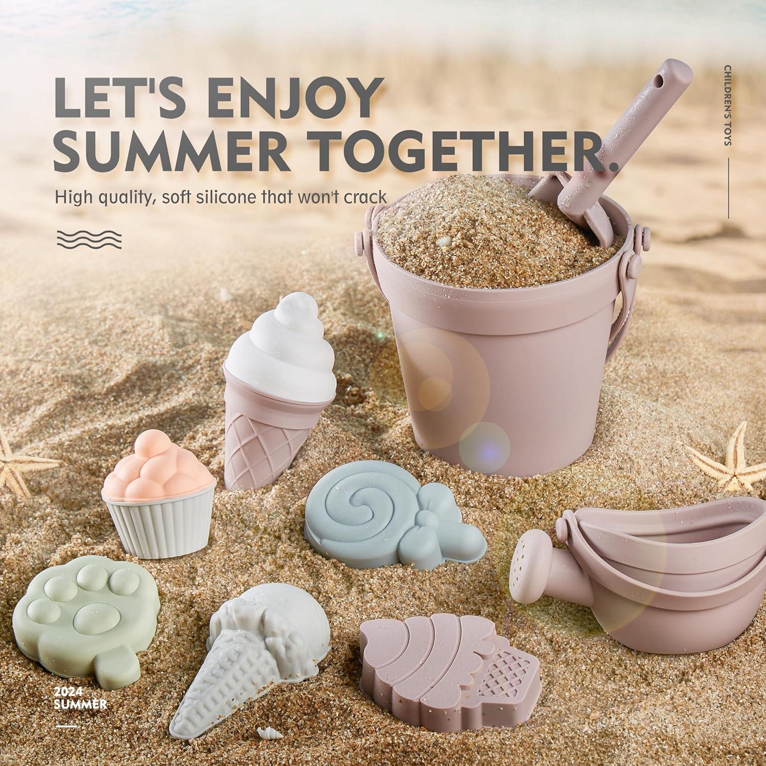 Set de Juguetes de Playa de Silicona MarcZero 17 Piezas Rosa