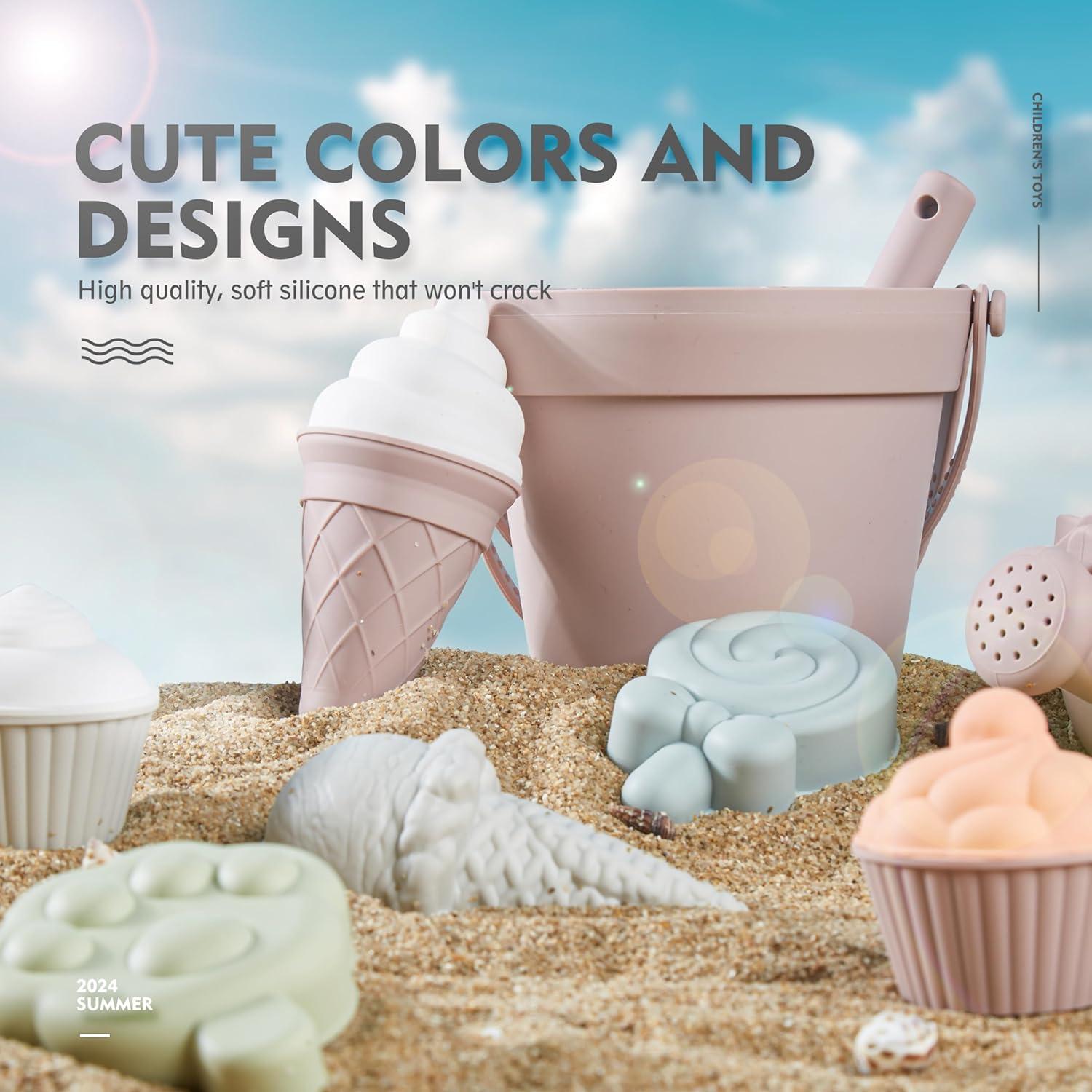 Set de Juguetes de Playa de Silicona MarcZero 17 Piezas Rosa