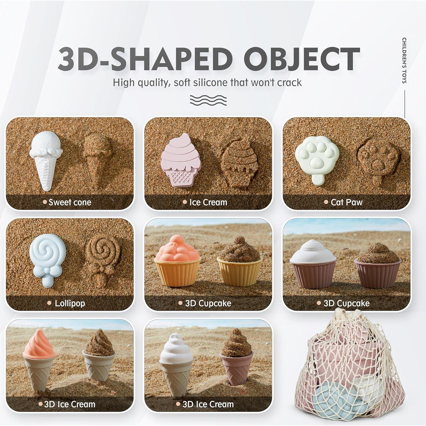 Set de Juguetes de Playa de Silicona MarcZero 17 Piezas Rosa