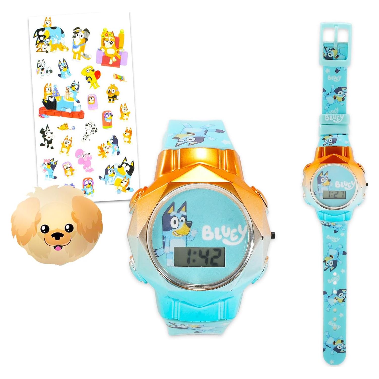 Reloj Digital LCD Bluey para Niñas con Stickers - Unisex