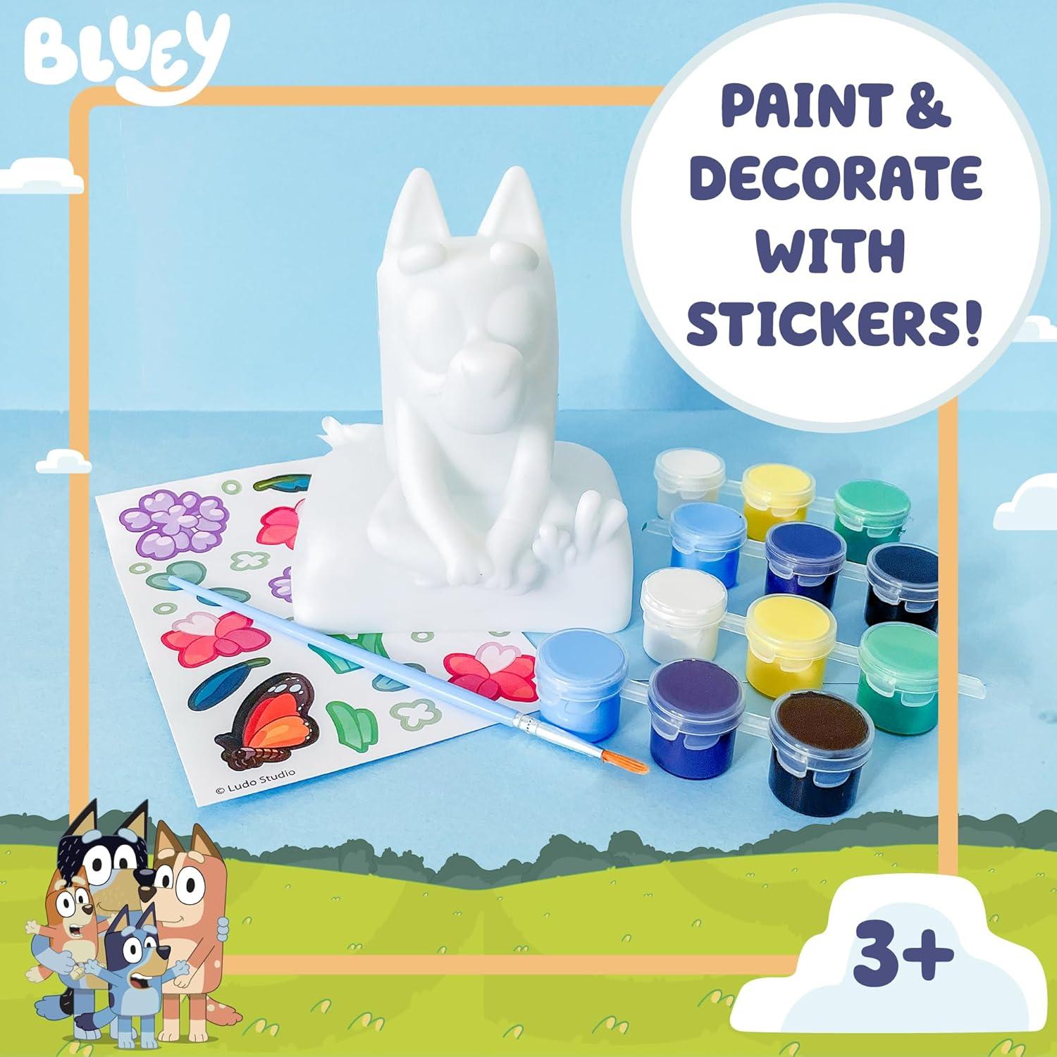 Banco de Cerdo Pintable Bluey con 12 Pinturas y Stickers