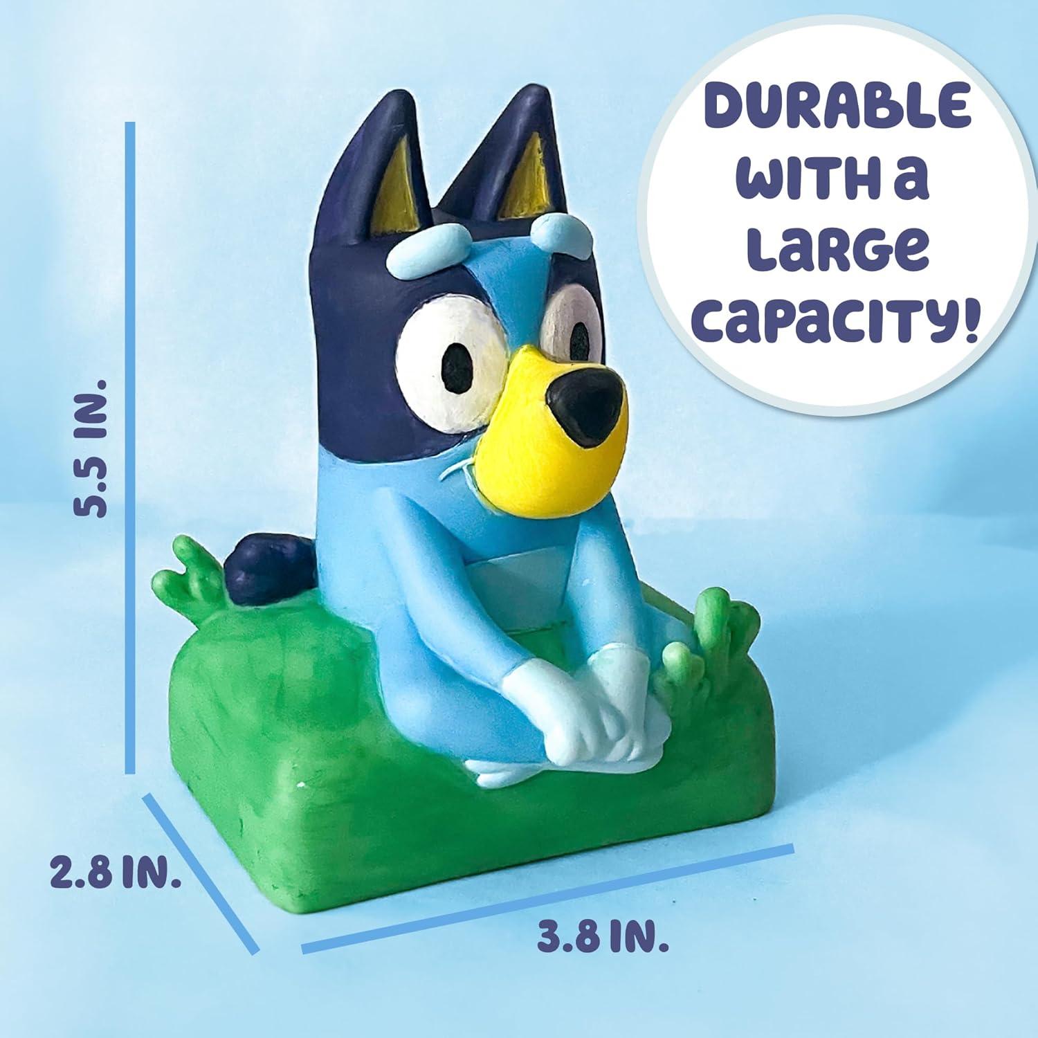 Banco de Cerdo Pintable Bluey con 12 Pinturas y Stickers