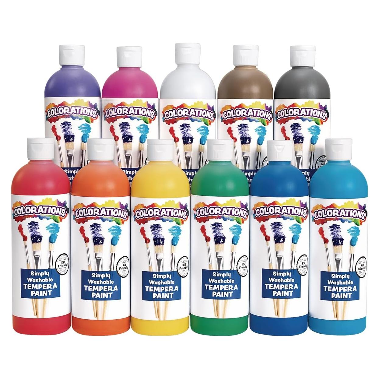 Pinturas Tempera Lavables Coloraciones SWT16, Set 11 Colores