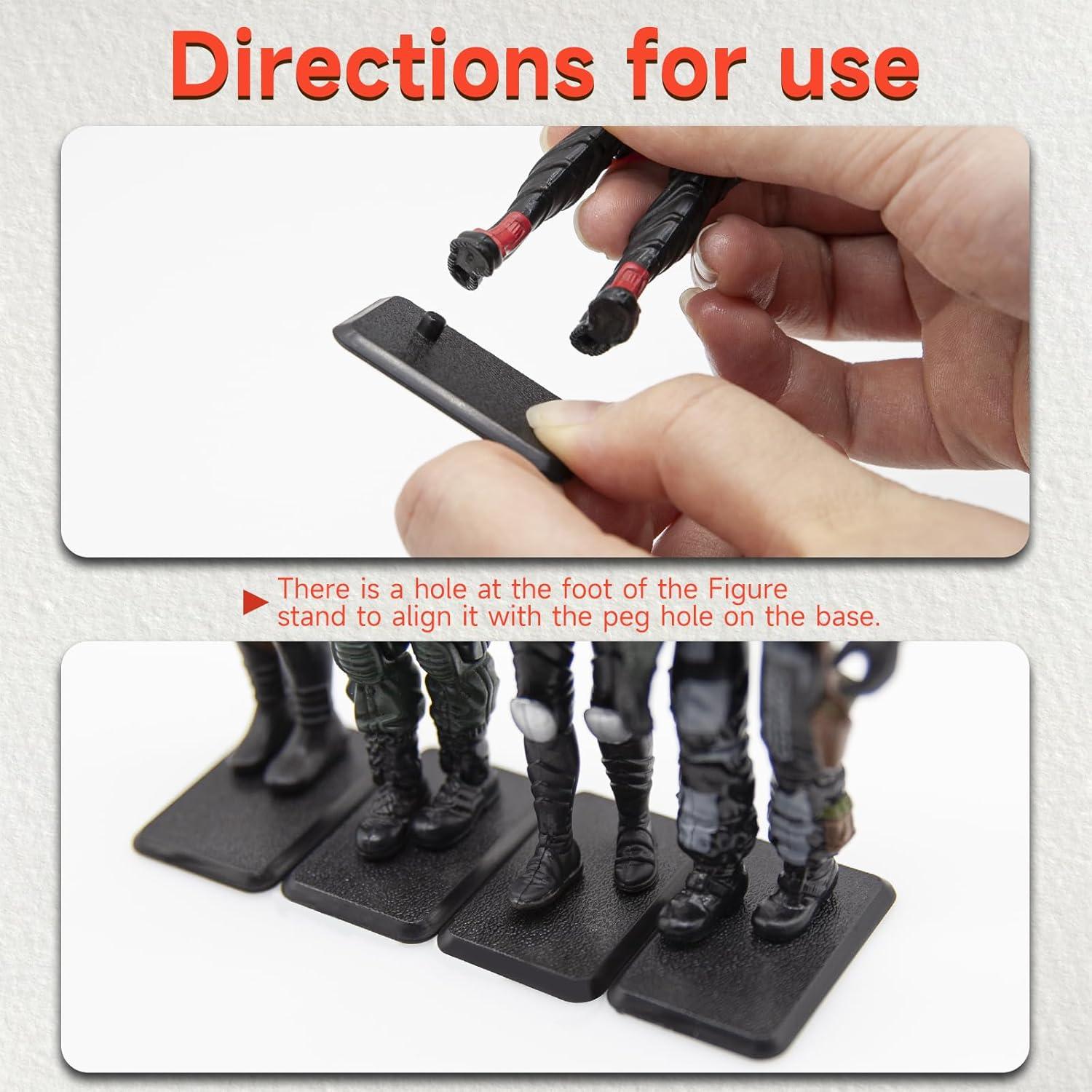 Base de Exhibición de Plástico Negro SIXPOINTS 50 Piezas para Figuras de 3.75"