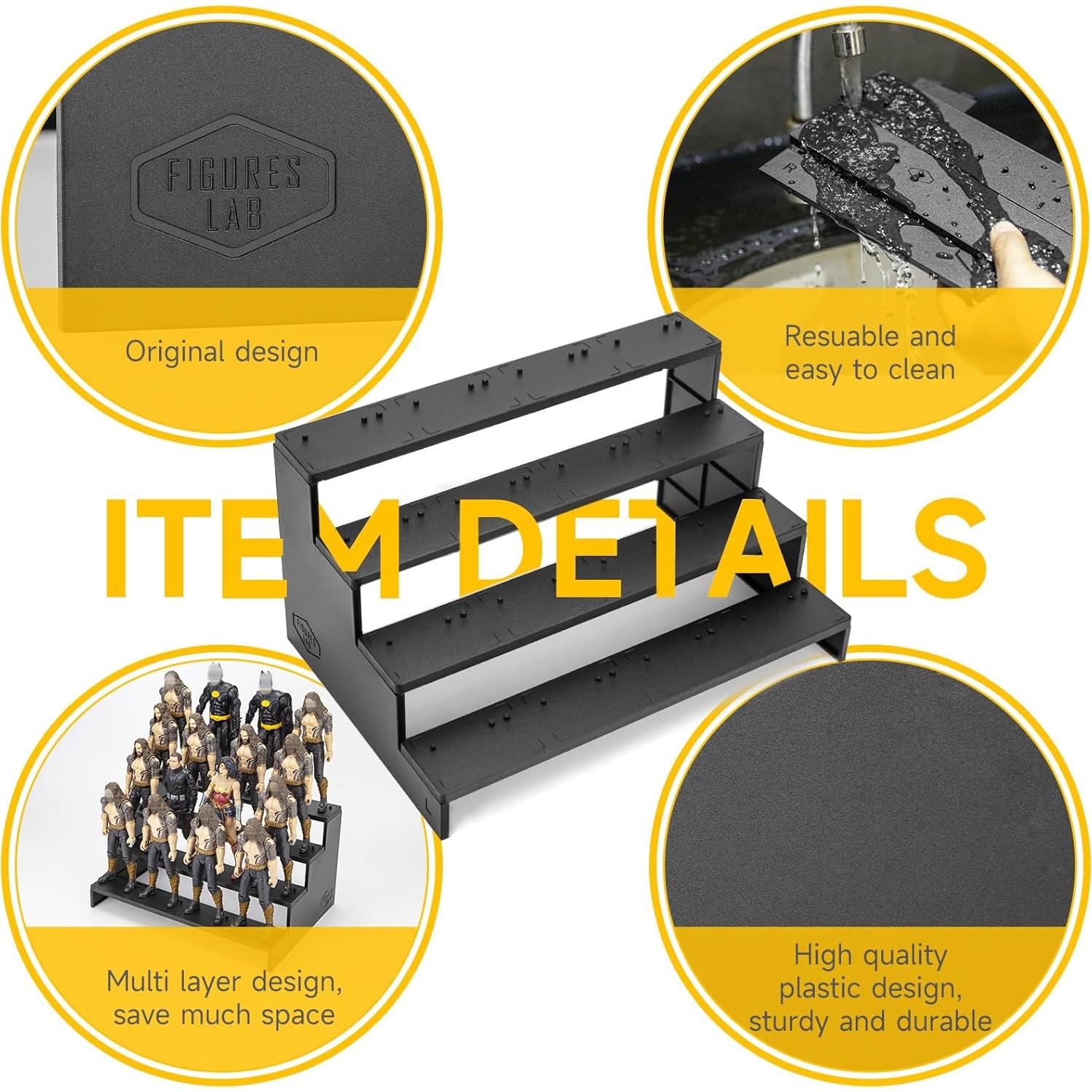 Soporte para Figuras de 15cm 4 Niveles Negro - FiguresLab