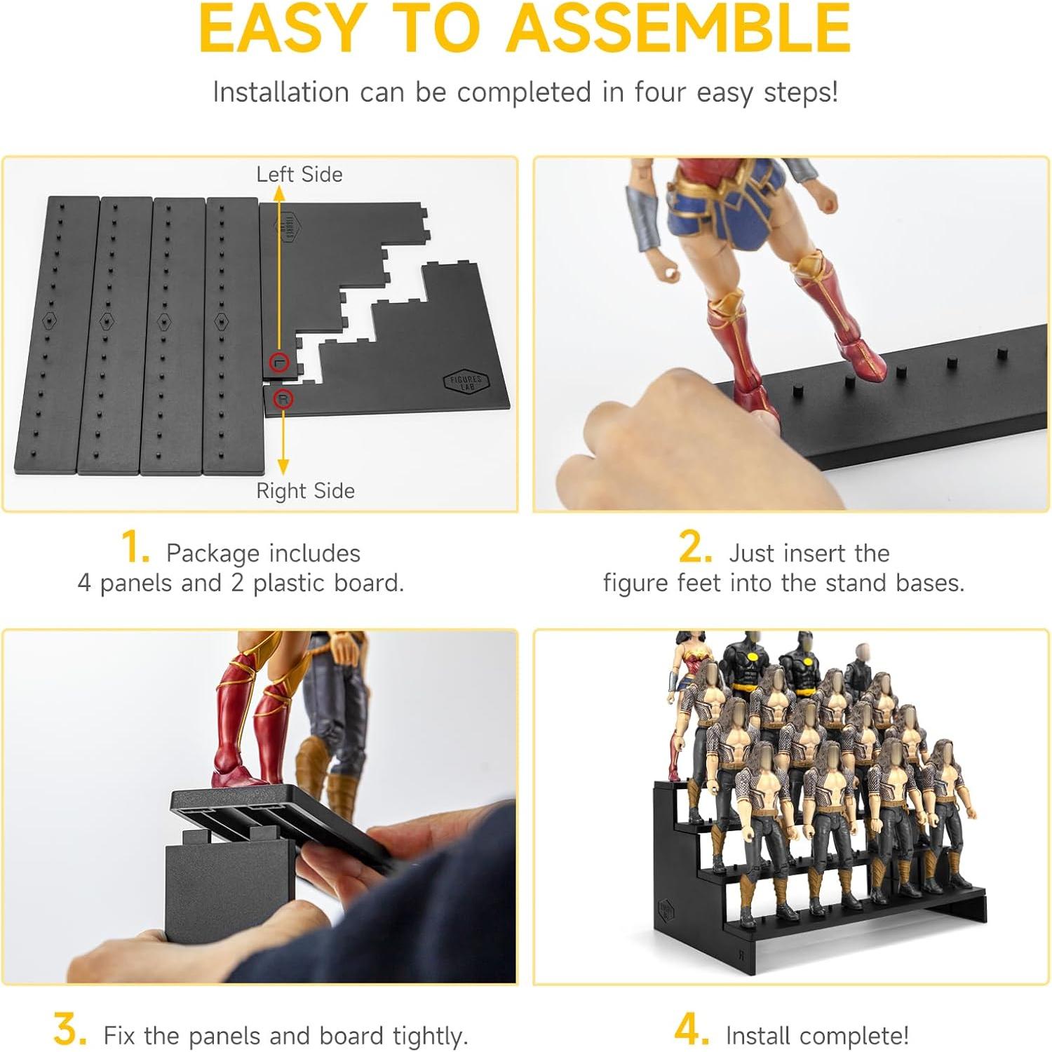 Soporte para Figuras de 15cm 4 Niveles Negro - FiguresLab