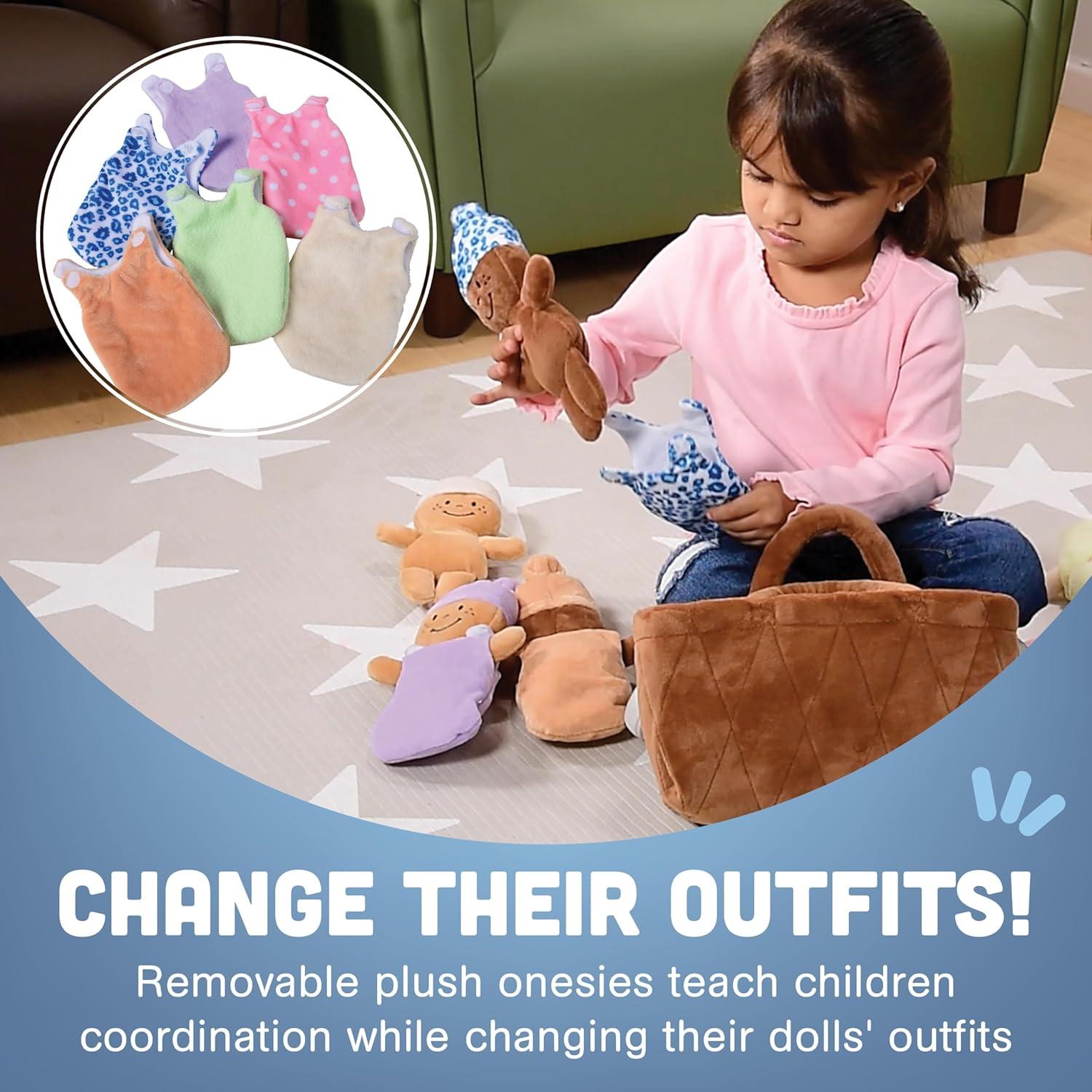 Set de 6 Muñecas de Peluche Multiculturales en Cesta - Mentes Creativas