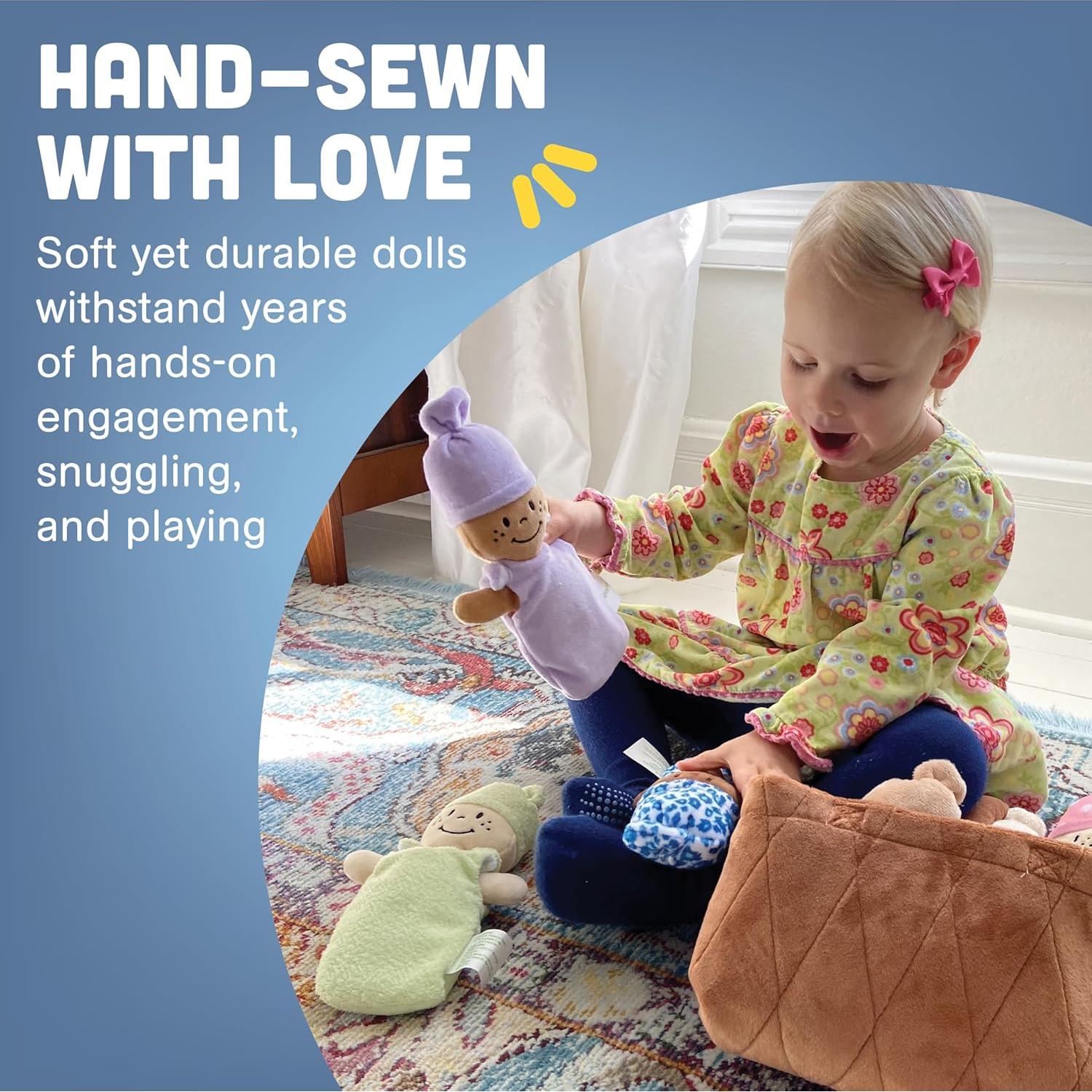 Set de 6 Muñecas de Peluche Multiculturales en Cesta - Mentes Creativas