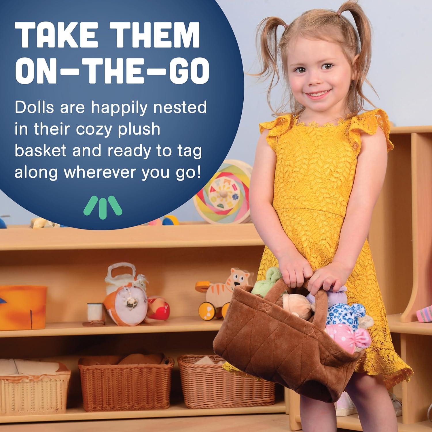 Set de 6 Muñecas de Peluche Multiculturales en Cesta - Mentes Creativas