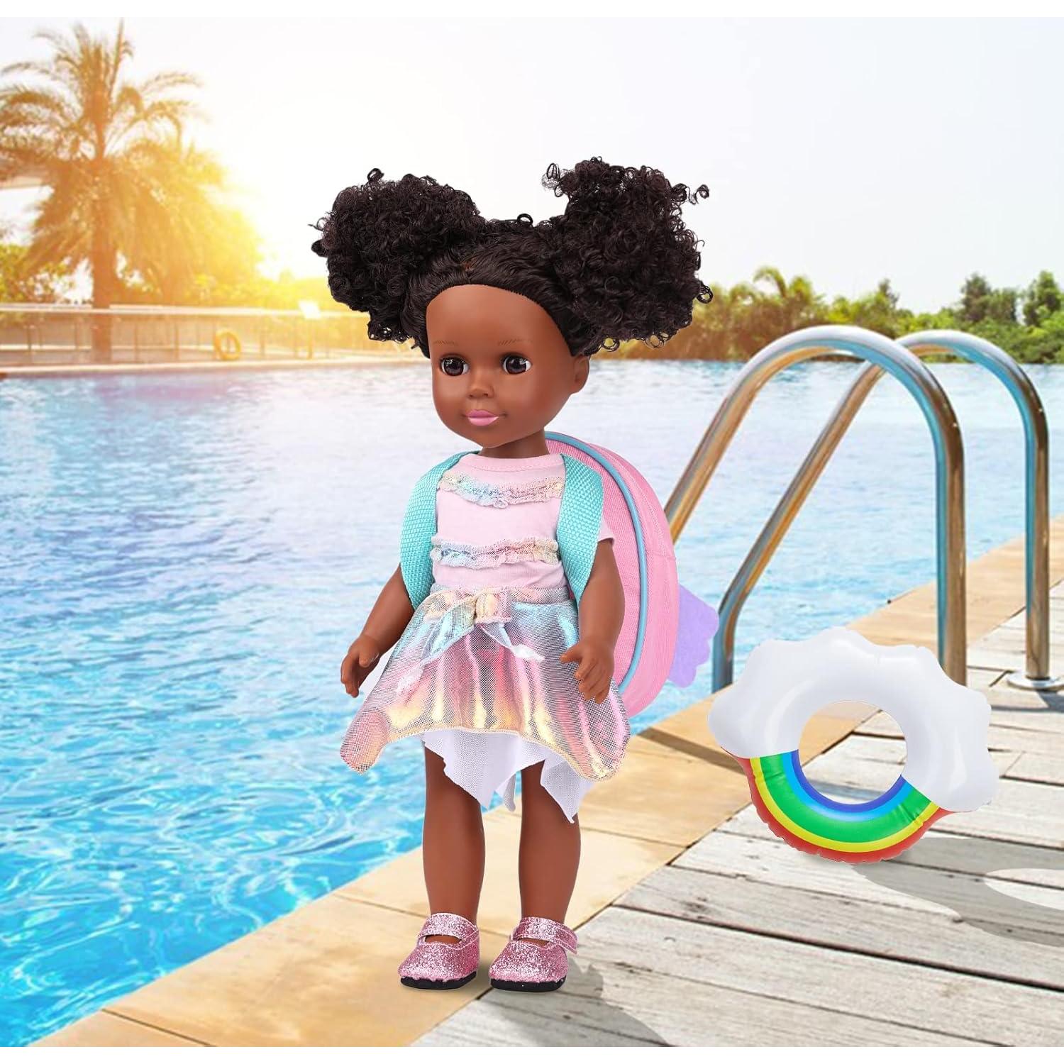 Muñeca Africana de Silicona 36.8 cm con Accesorios Unicornio