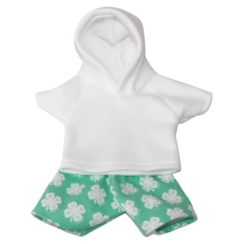 Sudadera Blanca y Pantalones Cortos para Muñecas 14-15"