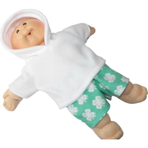 Sudadera Blanca y Pantalones Cortos para Muñecas 14-15"