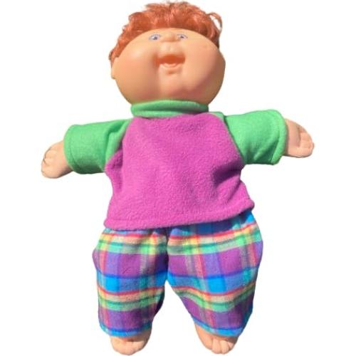 Sudadera Verde Púrpura y Pantalones Cuadros para Muñeca 14"