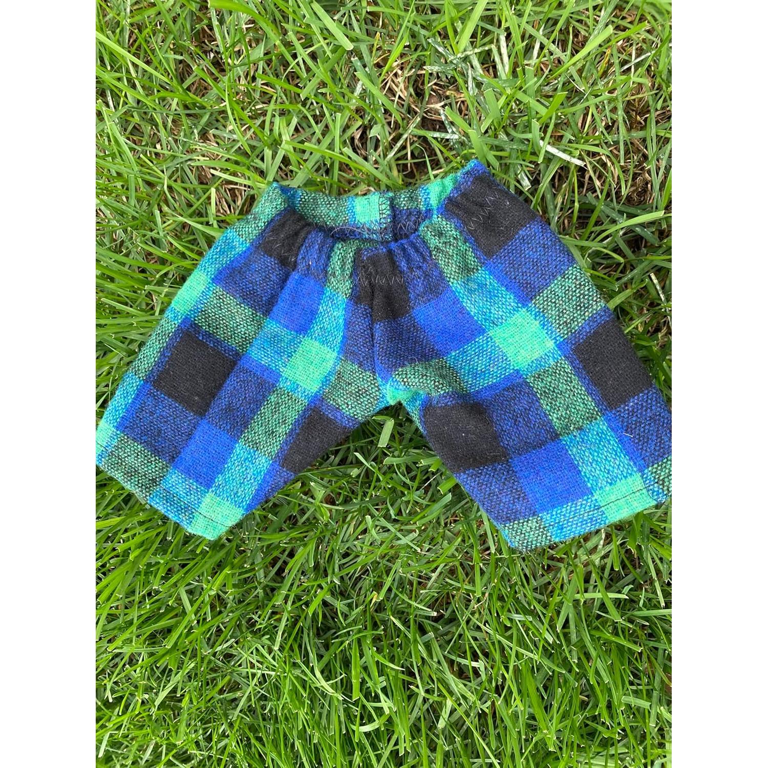 Pantalones de cuadros azul, negro y verde para muñecas Cabbage Patch 30-33 cm