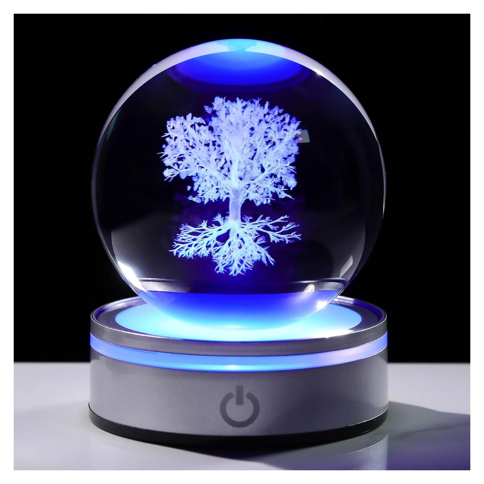 Bola de Cristal 3D Movdyka Árbol de la Vida con Base LED