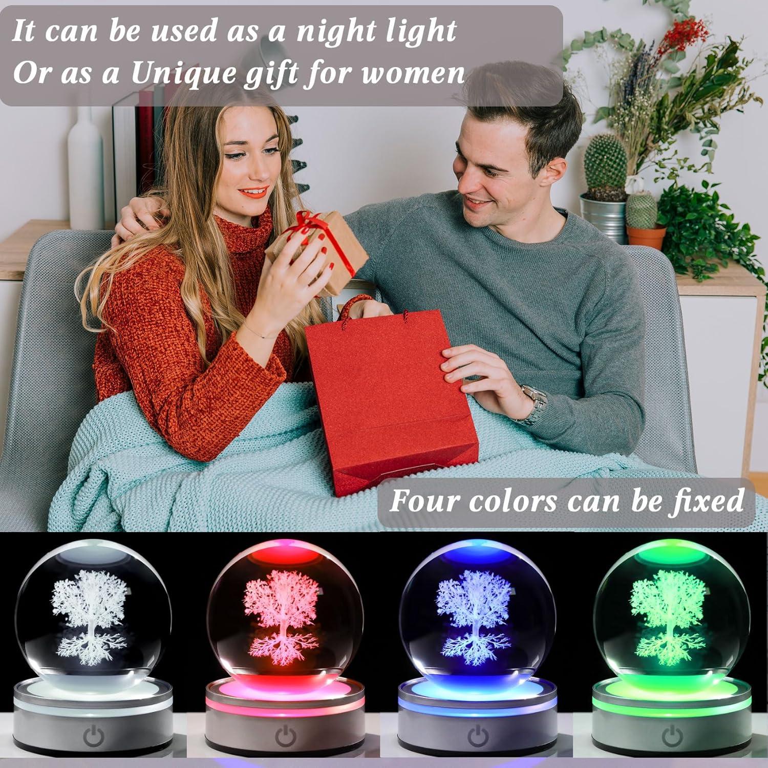 Bola de Cristal 3D Movdyka Árbol de la Vida con Base LED