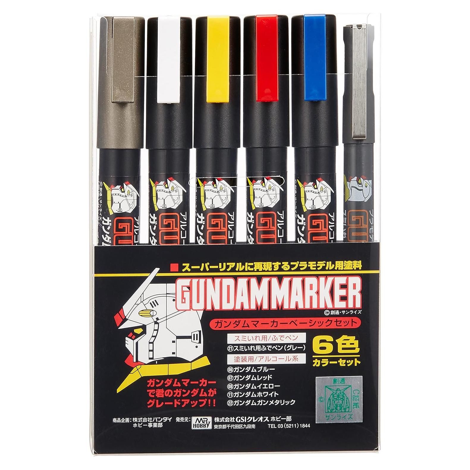 Conjunto de 6 Marcadores Gundam GSI Creos - Pintura Mate
