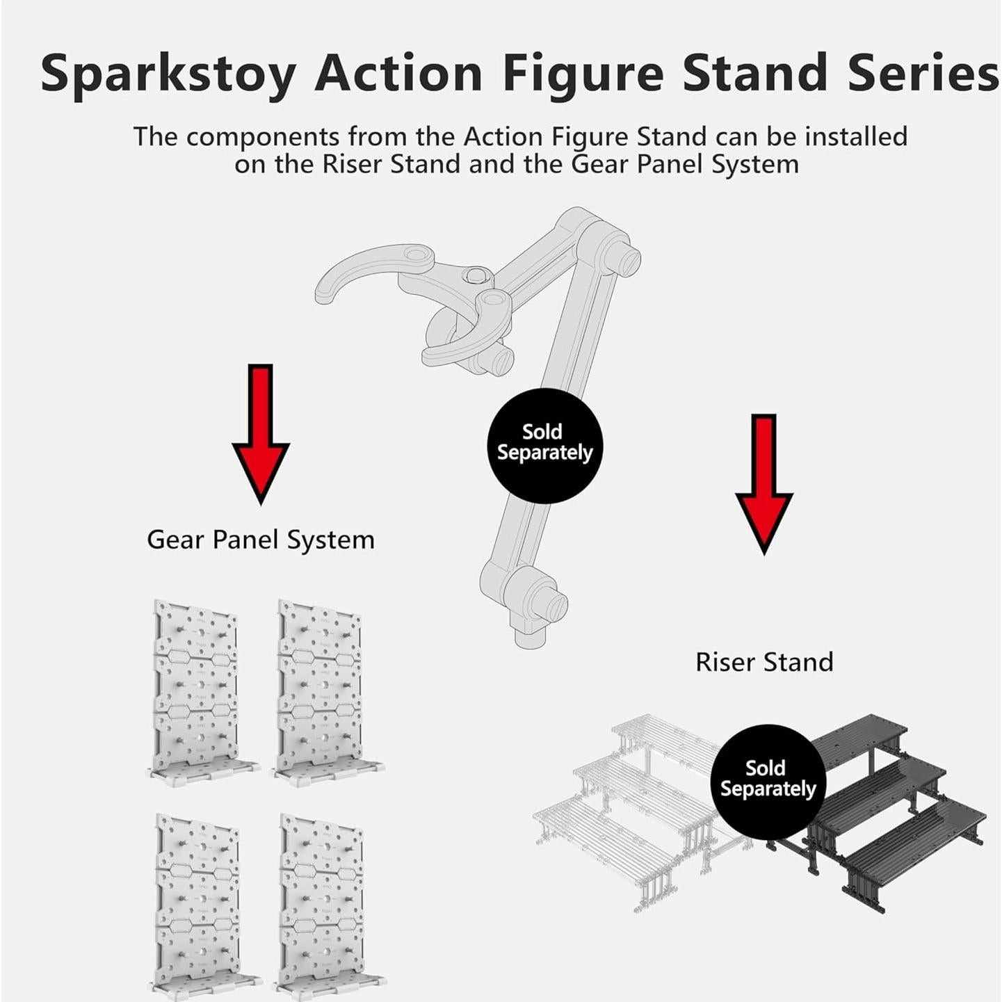 Soporte para Figuras de Acción SPARKSTOY Gris Blanco 14x20cm
