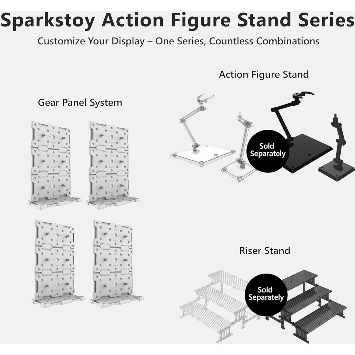 Soporte para Figuras de Acción SPARKSTOY Gris Blanco 14x20cm